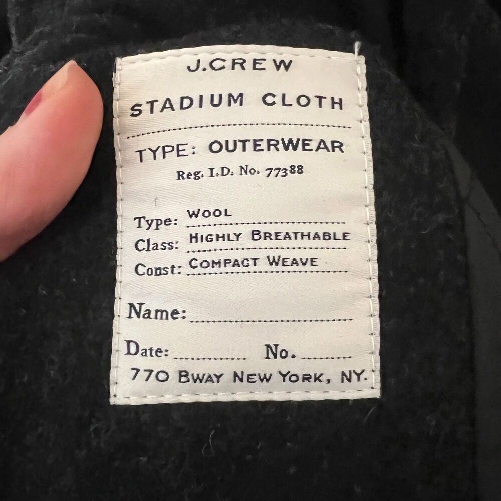 J. Crew 100% Wool Men's University Jacket Charcoal Dark Gray Overcoat Size M - Picture 5 of 6